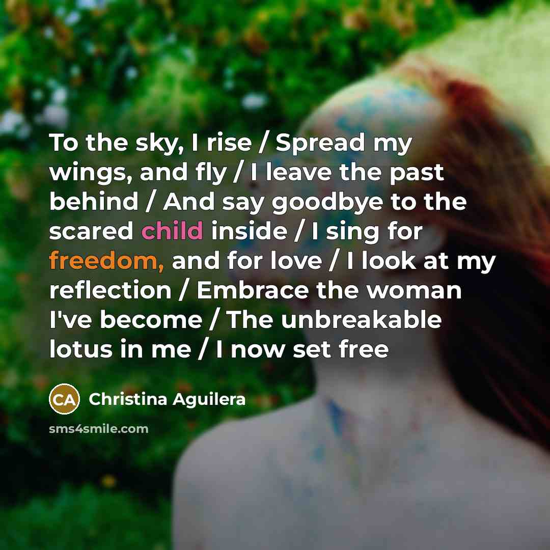 “To the sky, I rise / Spread my wings, and…” quote by Christina Aguilera