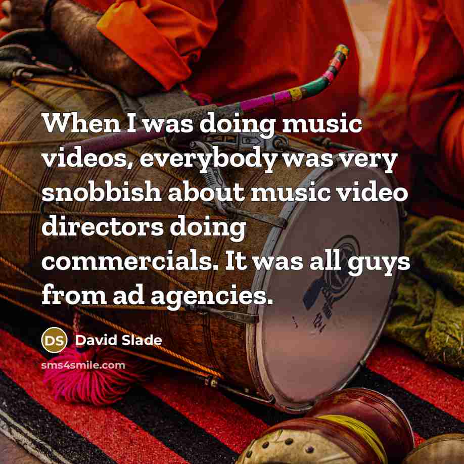 “When I was doing music videos, everybody was very snobbish…” quote by David Slade