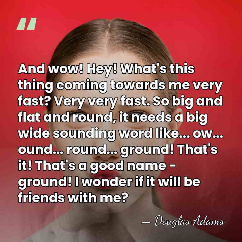 And wow! Hey! What's this thing coming towards me very fast? Very&hellip; - Douglas Adams