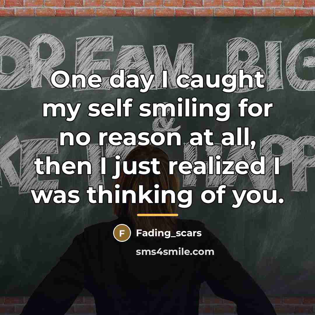“One day I caught my self smiling for no reason…” quote by Fading_scars