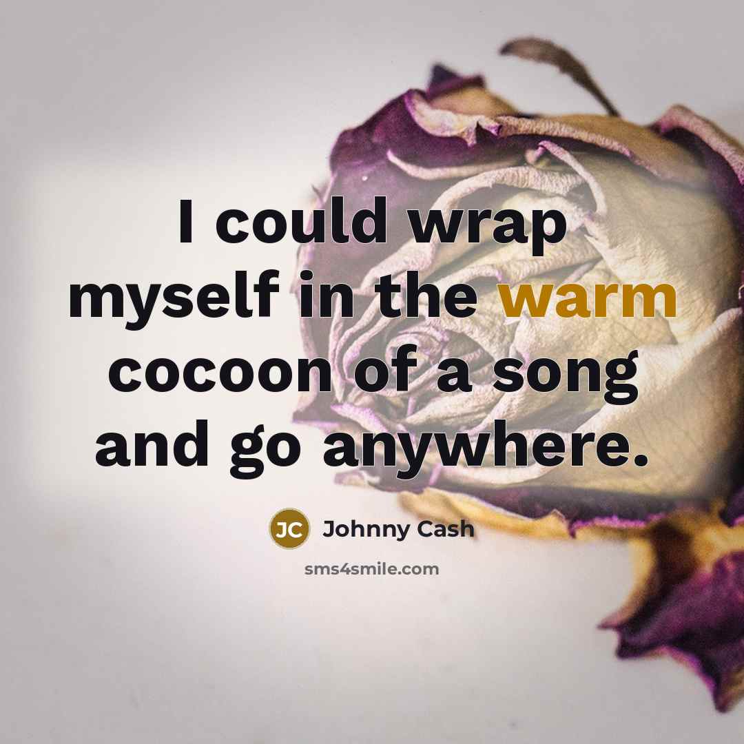 “I could wrap myself in the warm cocoon of a song and go anywhere.” quote by Johnny Cash
