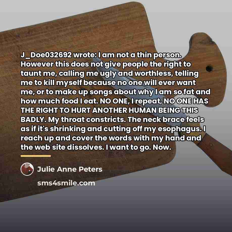 “J_Doe032692 wrote: I am not a thin person. However this…” quote by Julie Anne Peters
