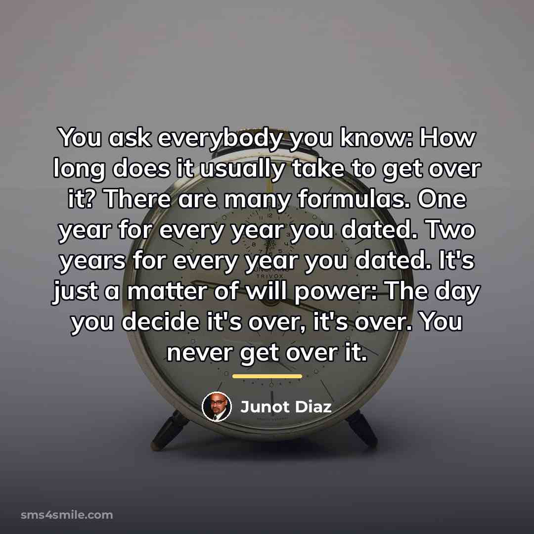“You ask everybody you know: How long does it usually…” quote by Junot Diaz