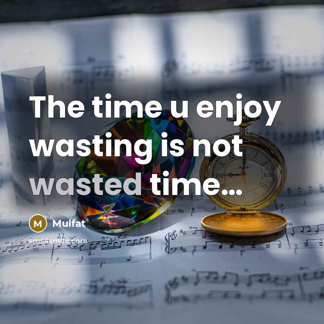 “The time u enjoy wasting is not wasted time....…” quote by Mulfat