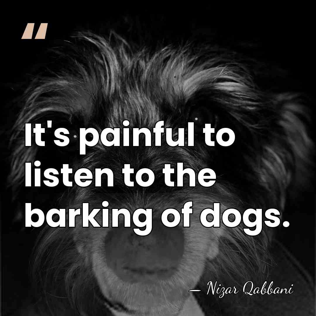 It's painful to listen to the barking of dogs. - Nizar Qabbani