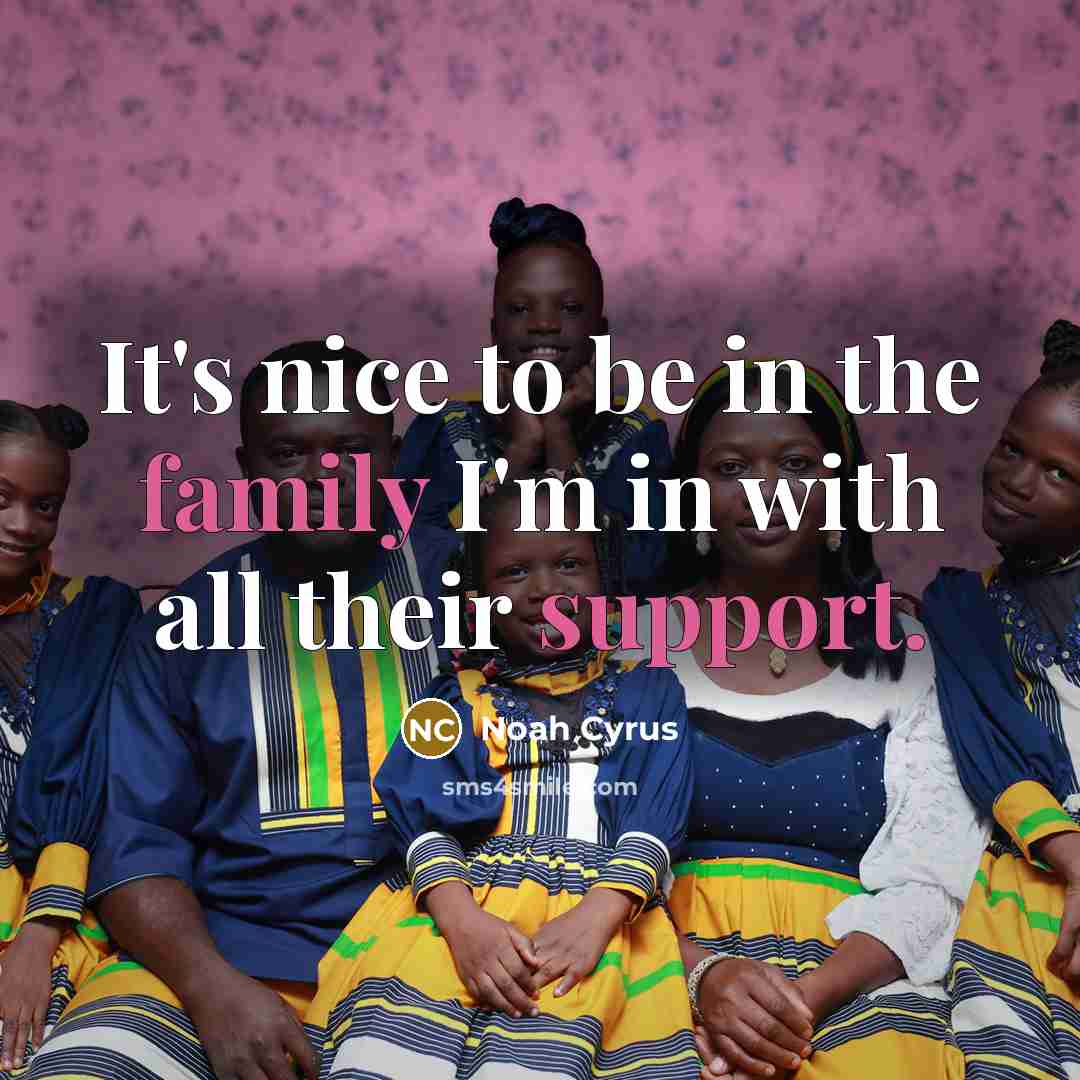 “It's nice to be in the family I'm in with…” quote by Noah Cyrus