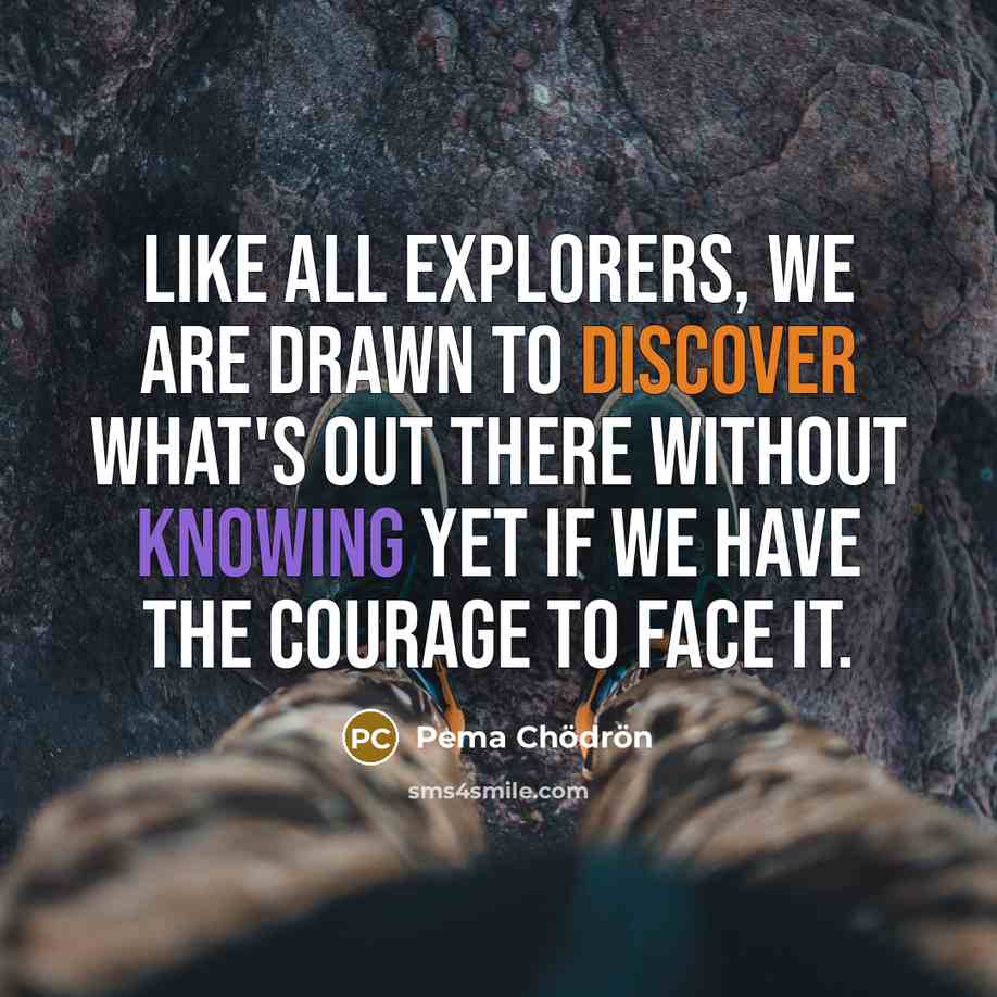 “Like all explorers, we are drawn to discover what's out…” quote by Pema Chodron