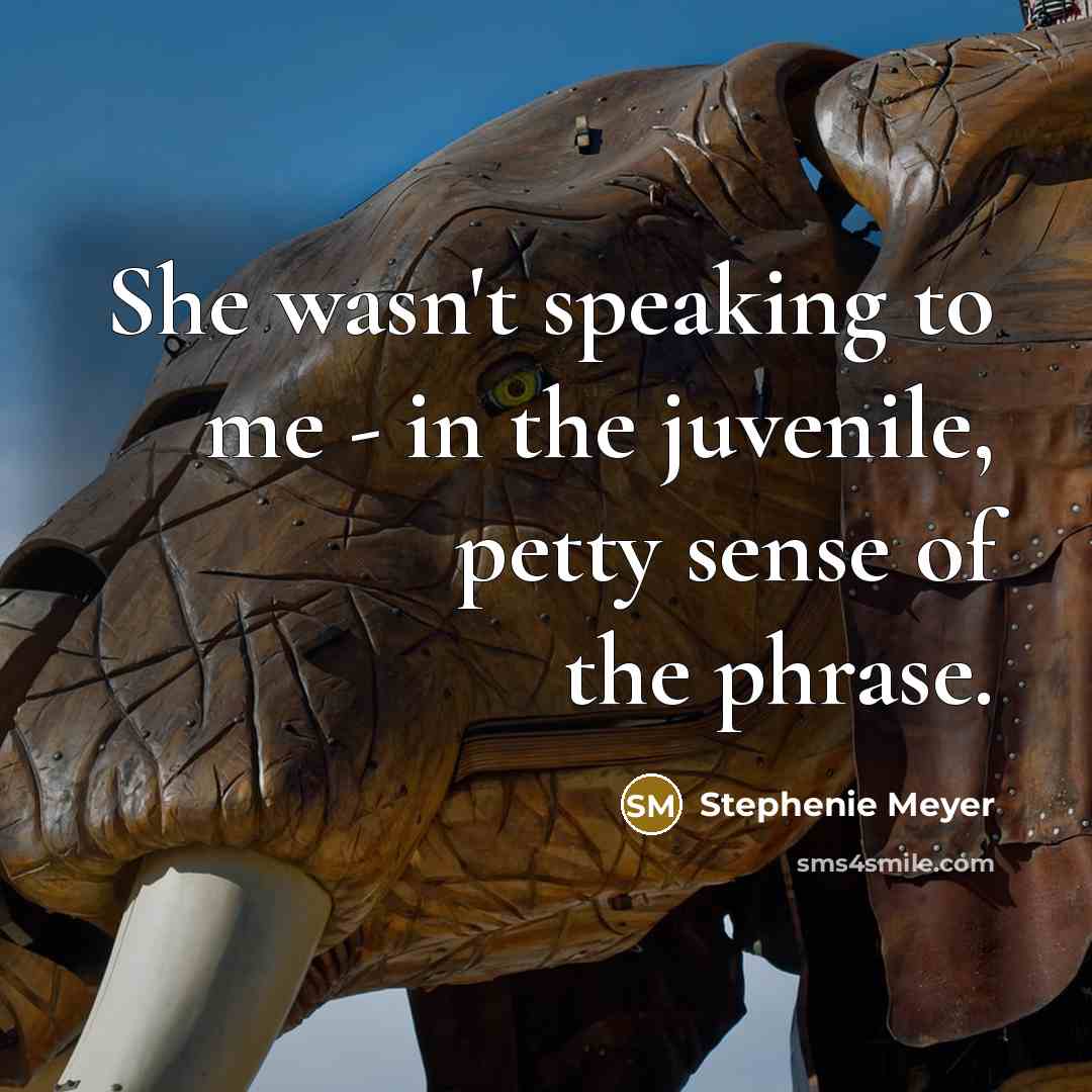 “She wasn't speaking to me - in the juvenile, petty…” quote by Stephenie Meyer