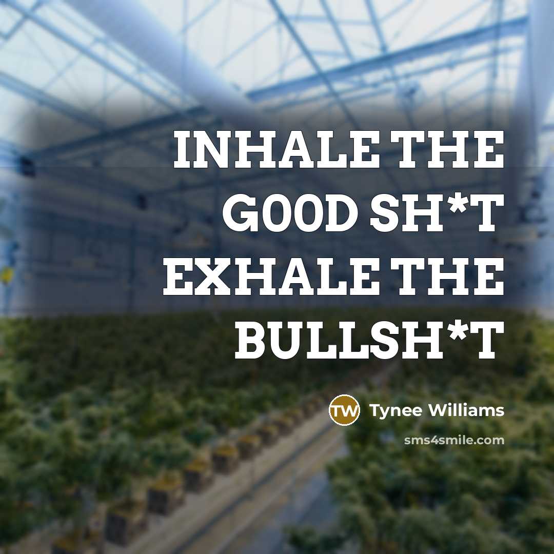 “INHALE THE G00D SH*T EXHALE THE BULLSH*T…” quote by Tynee Williams