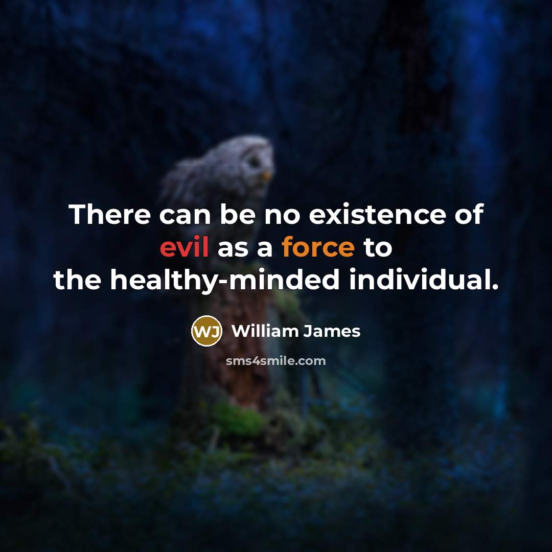 “There can be no existence of evil as a force…” quote by William James