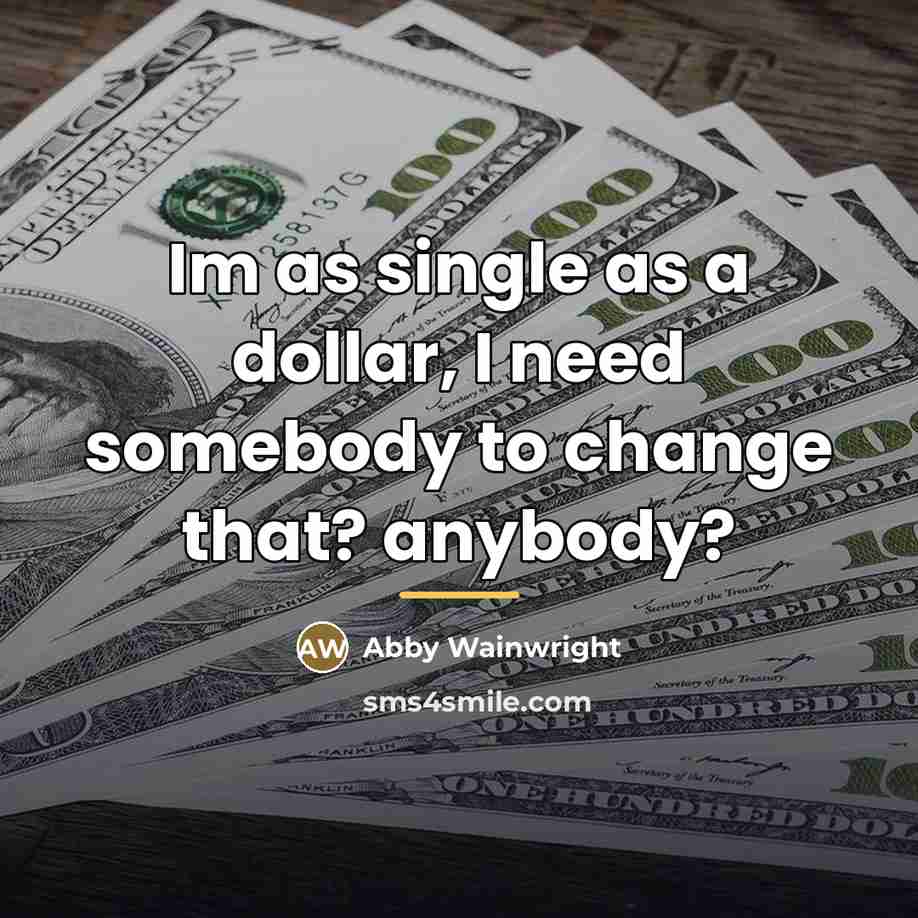 “Im as single as a dollar, I need somebody to…” quote by Abby Wainwright