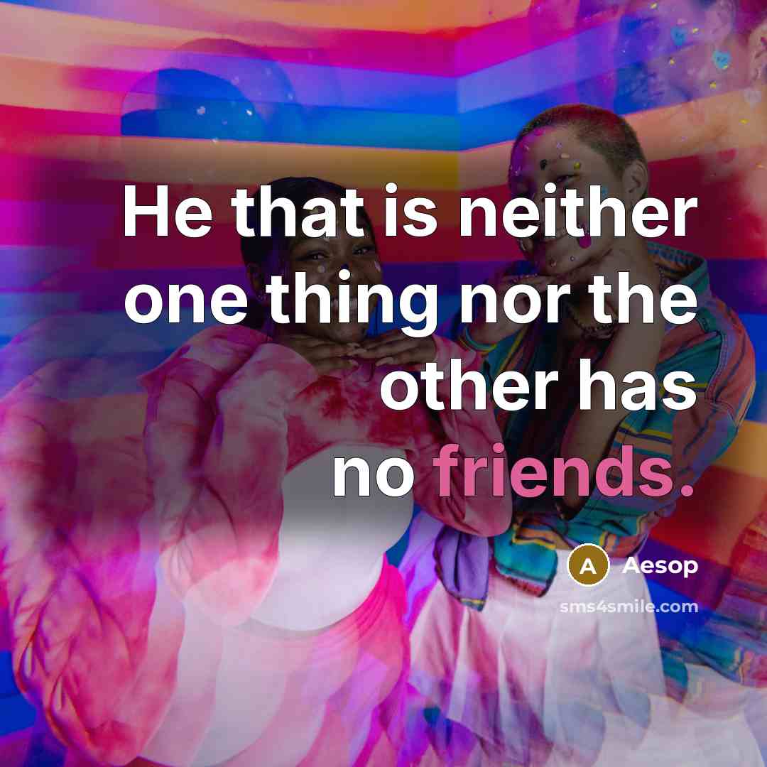 “He that is neither one thing nor the other has no friends.” quote by Aesop