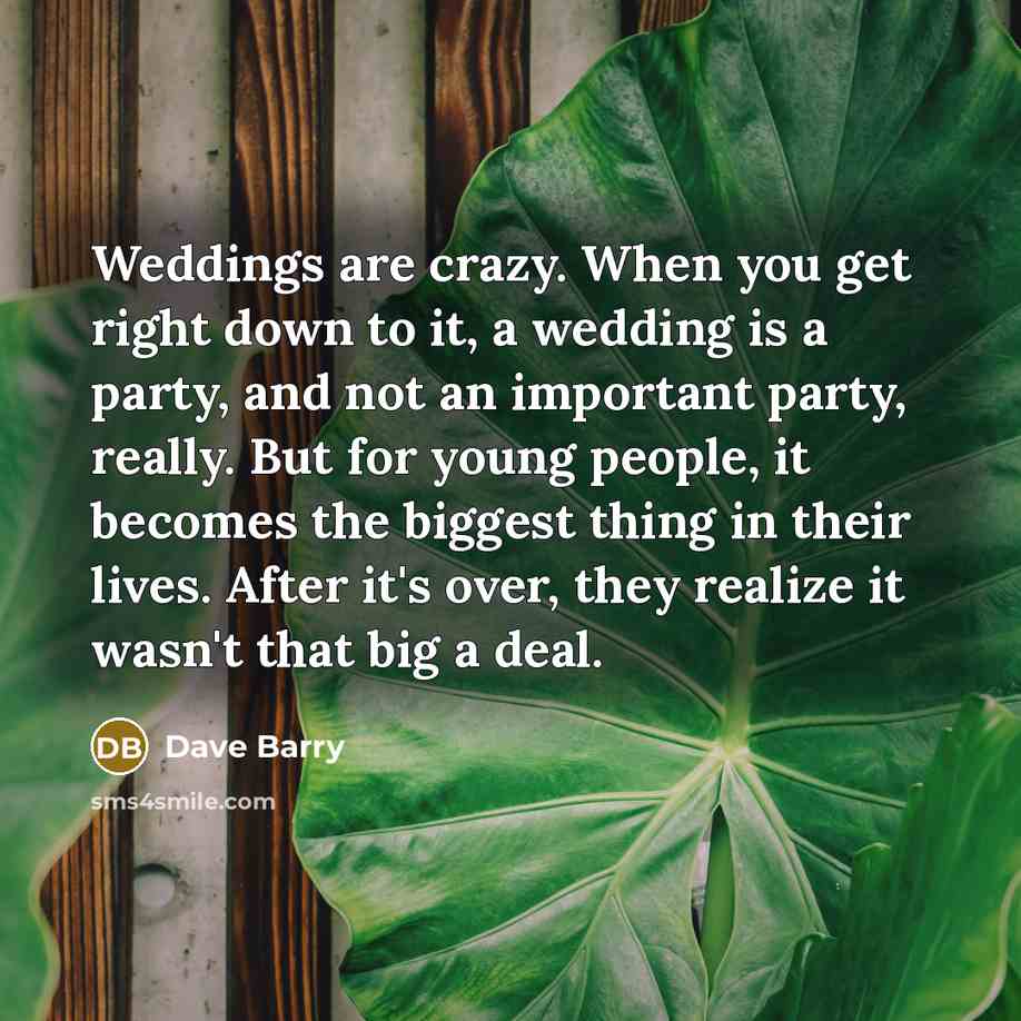 “Weddings are crazy. When you get right down to it,…” quote by Dave Barry