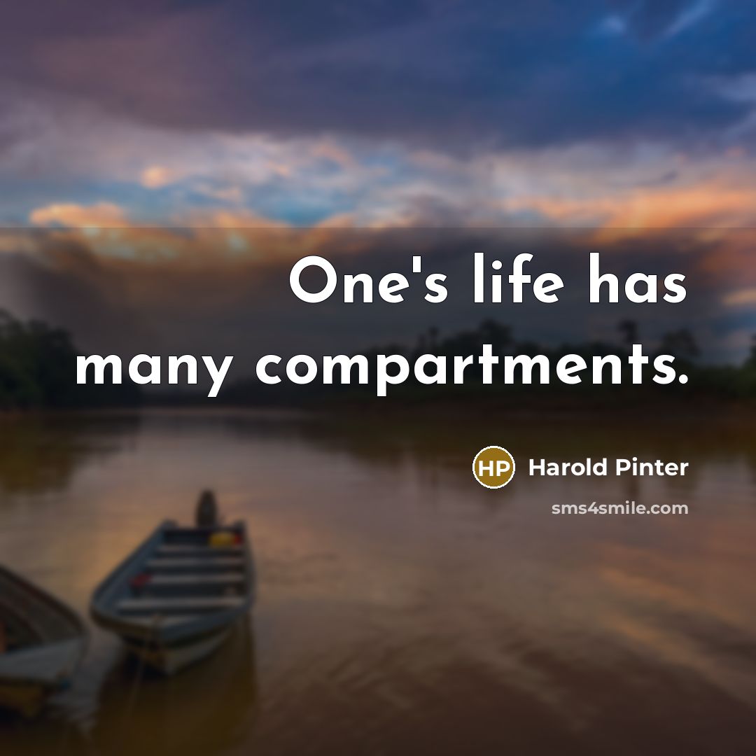 “One's life has many compartments.…” quote by Harold Pinter