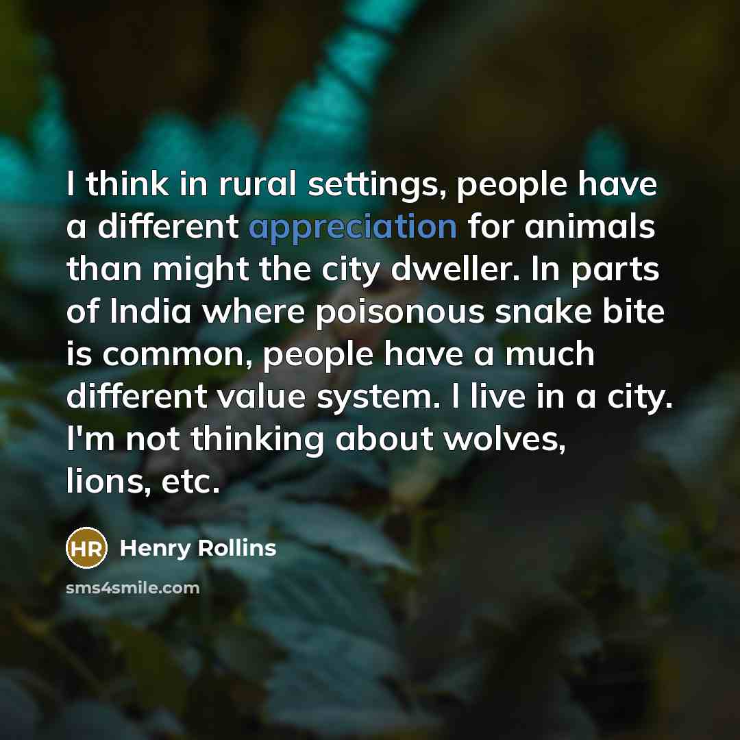 “I think in rural settings, people have a different appreciation…” quote by Henry Rollins