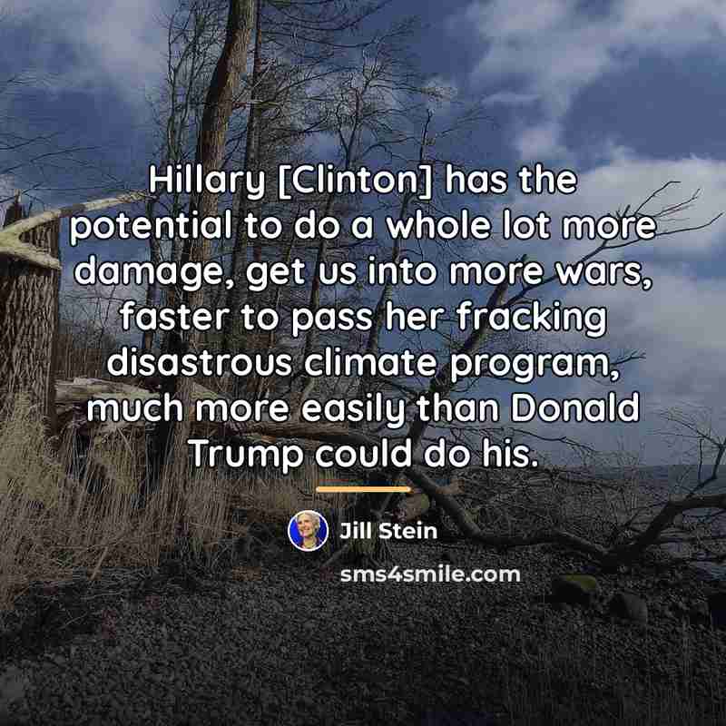 “Hillary [Clinton] has the potential to do a whole lot…” quote by Jill Stein