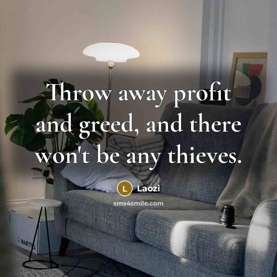 “Throw away profit and greed, and there won't be any…” quote by Laozi