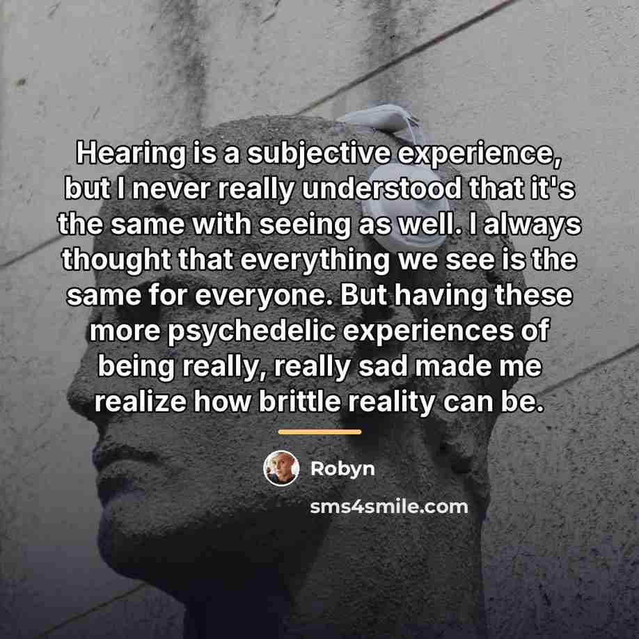 “Hearing is a subjective experience, but I never really understood…” quote by Robyn