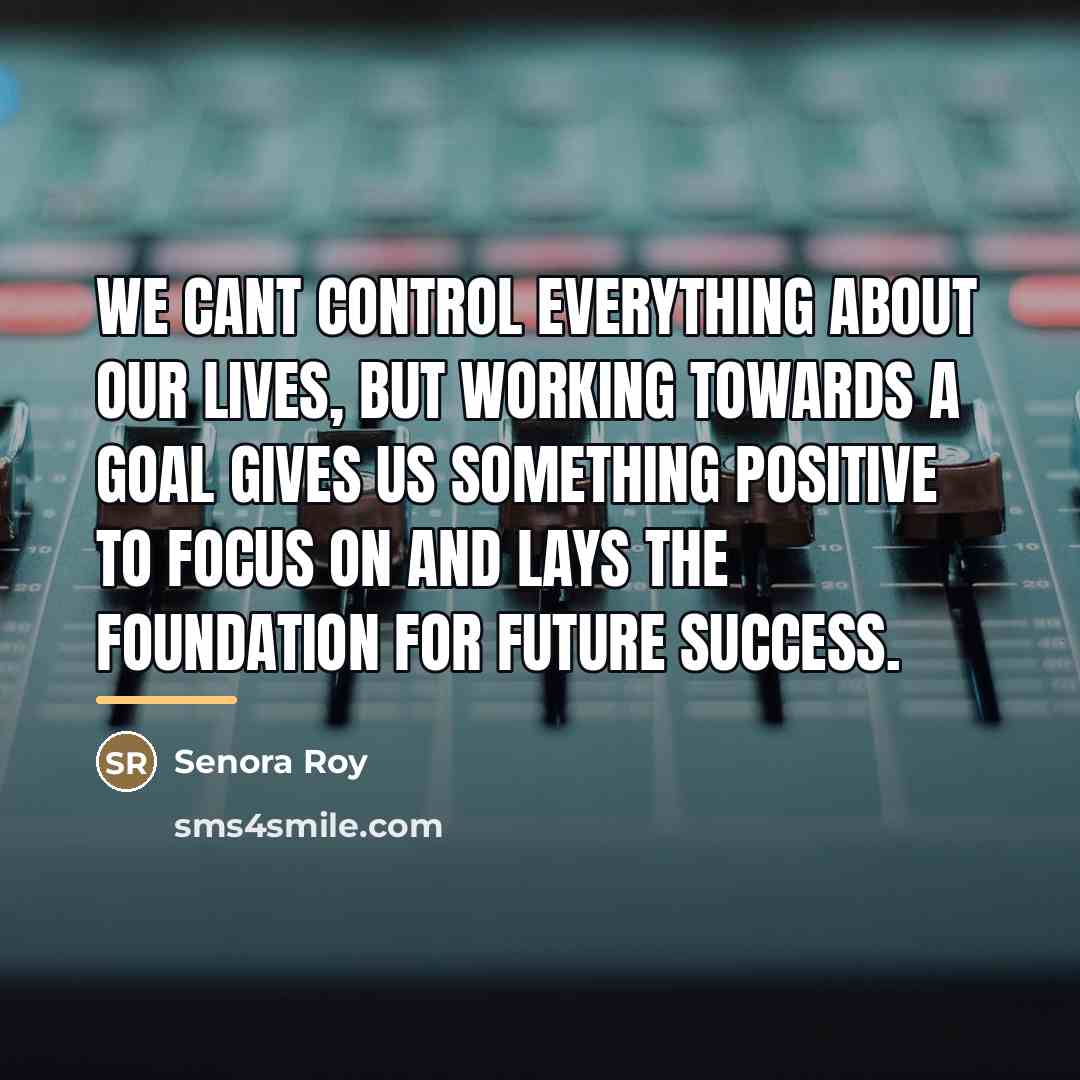 “We cant control everything about our lives, but working towards…” quote by Senora Roy