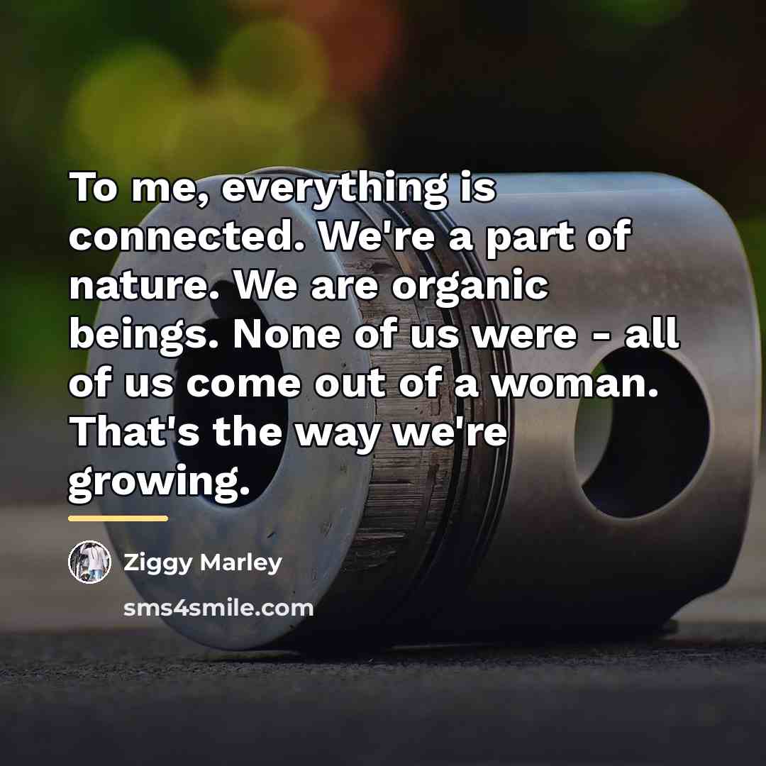 “To me, everything is connected. We're a part of nature.…” quote by Ziggy Marley
