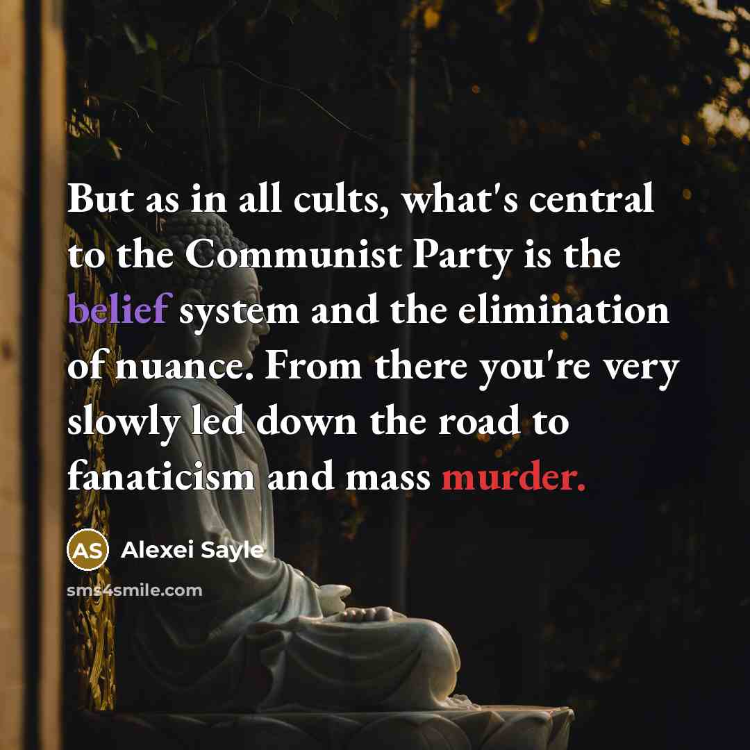 “But as in all cults, what's central to the Communist…” quote by Alexei Sayle
