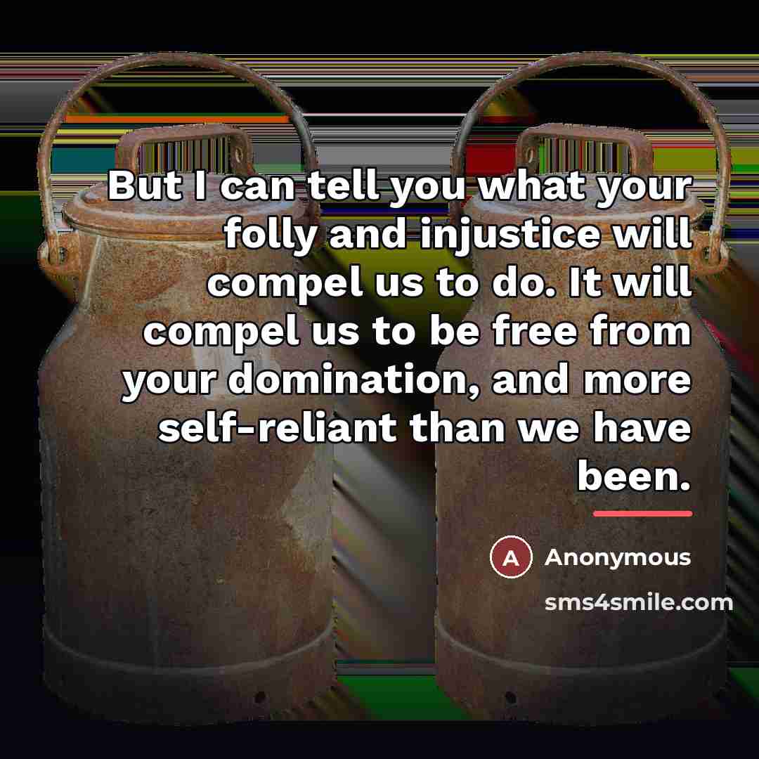 “But I can tell you what your folly and injustice…” quote by Anonymous