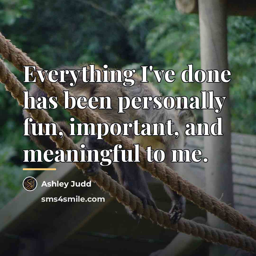 “Everything I've done has been personally fun, important, and meaningful…” quote by Ashley Judd