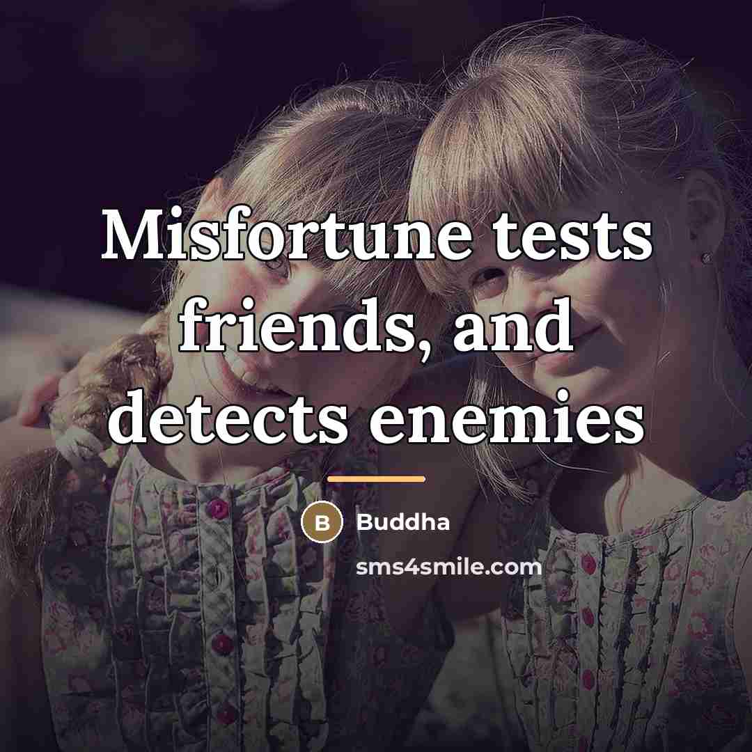 “Misfortune tests friends, and detects enemies…” quote by Buddha