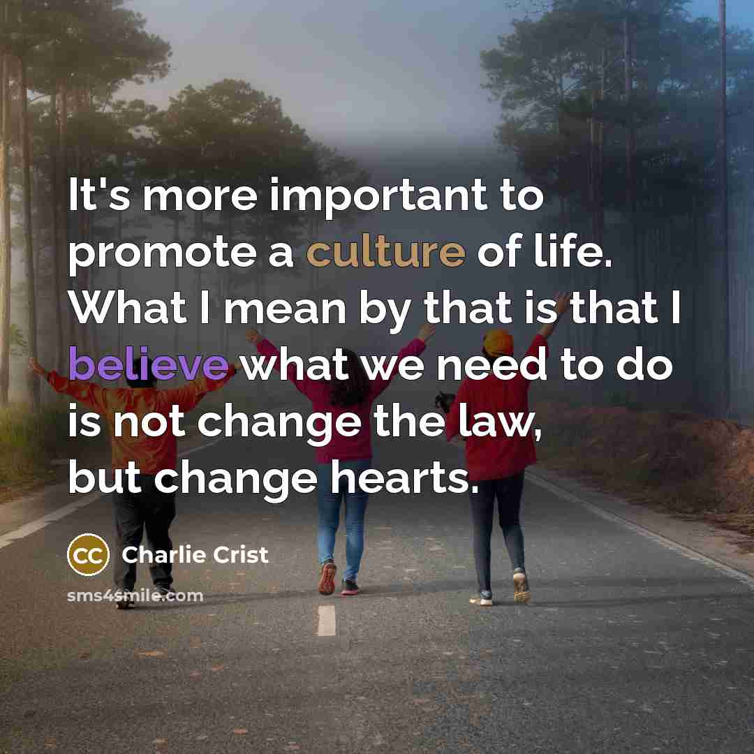 “It's more important to promote a culture of life. What…” quote by Charlie Crist