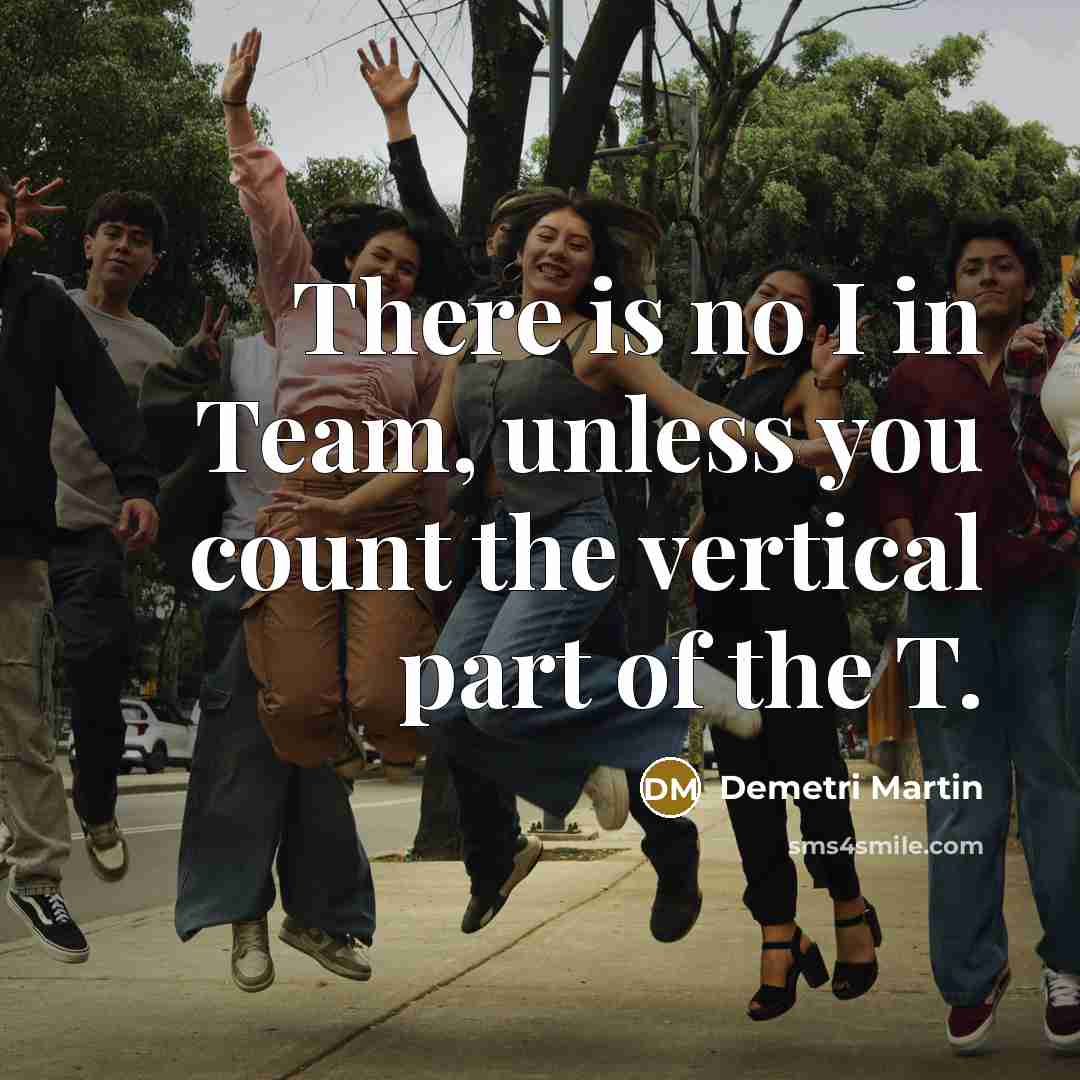 “There is no I in Team, unless you count the vertical part of the T.” quote by Demetri Martin