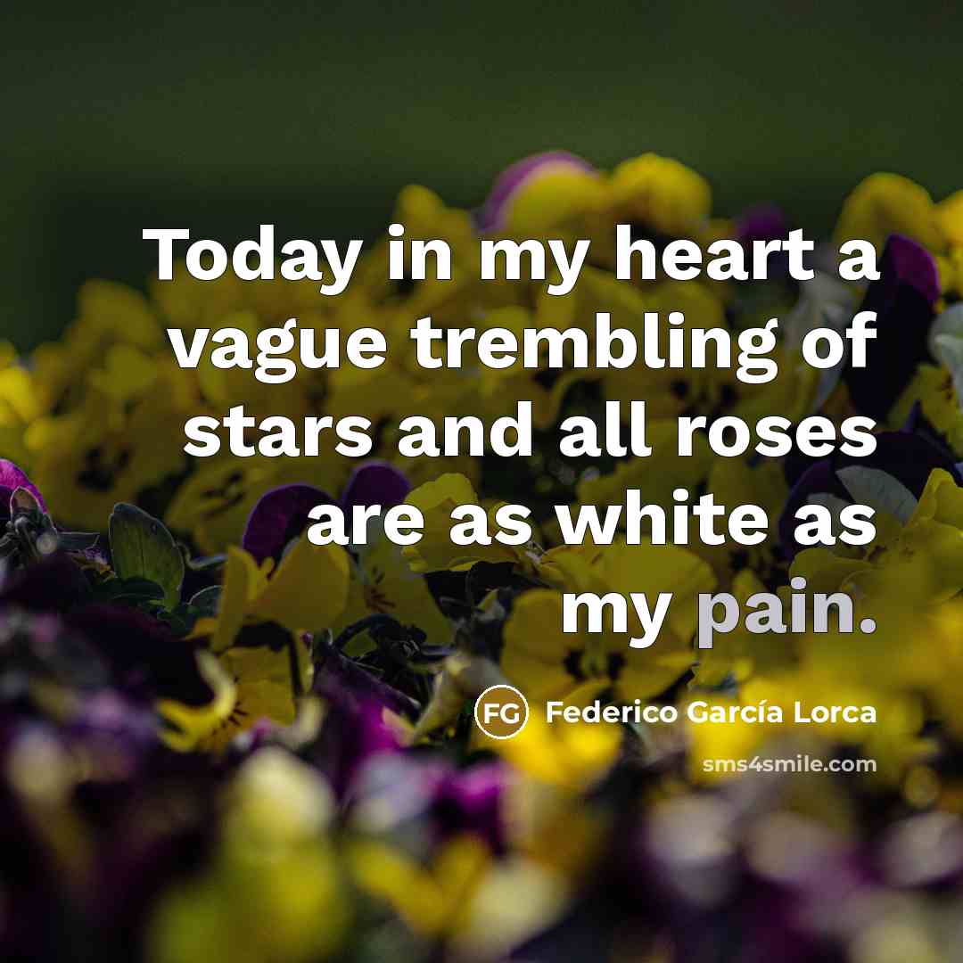 “Today in my heart a vague trembling of stars and…” quote by Federico Garcia Lorca
