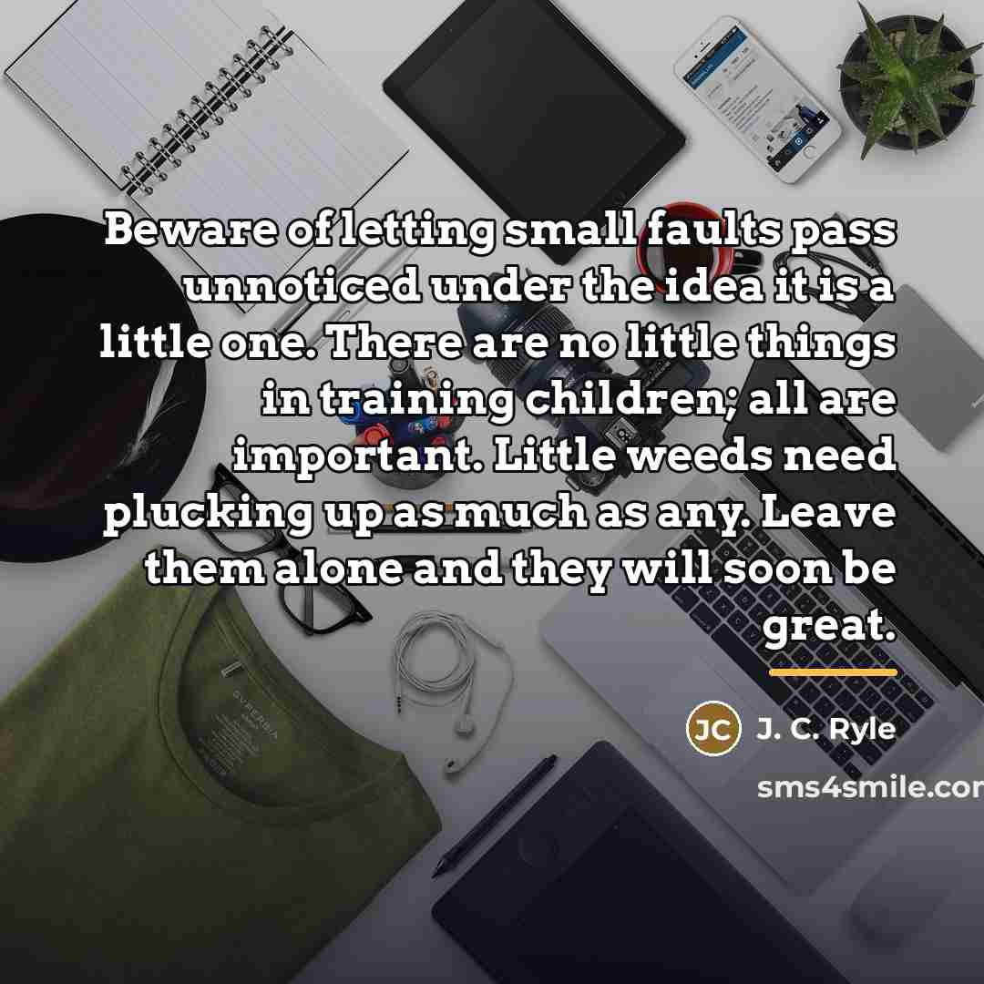 “Beware of letting small faults pass unnoticed under the idea…” quote by J. C. Ryle
