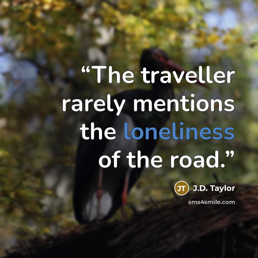 “The traveller rarely mentions the loneliness of the road.” quote by J.D. Taylor