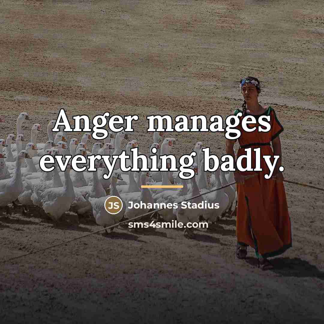 “Anger manages everything badly.…” quote by Johannes Stadius