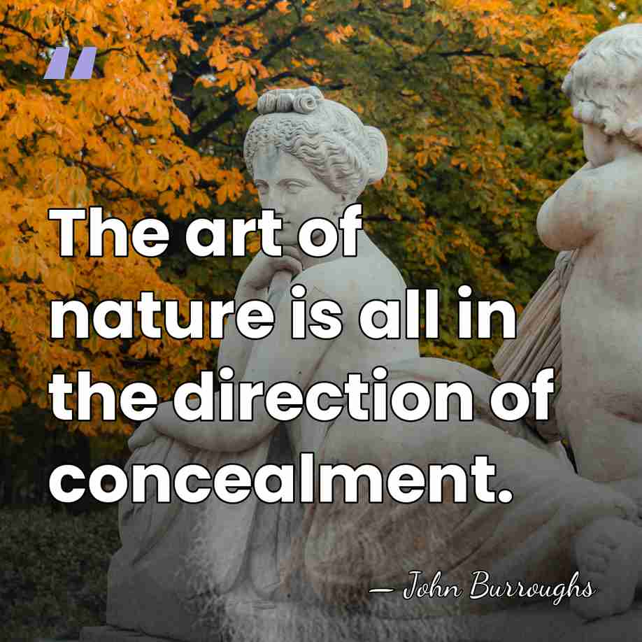 The art of nature is all in the direction of concealment. - John Burroughs