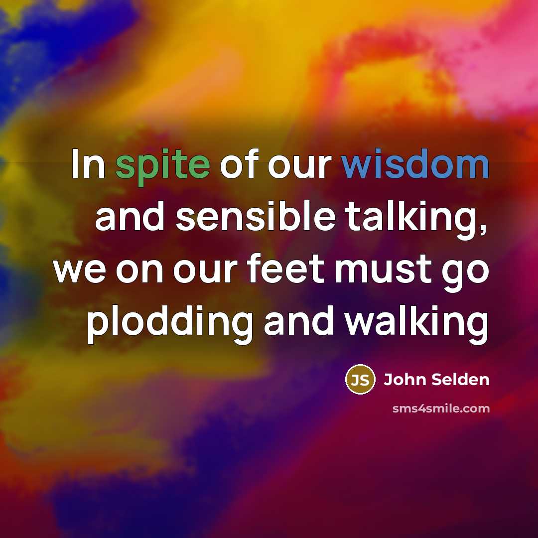 “In spite of our wisdom and sensible talking, we on our feet must go plodding and walking” quote by John Selden