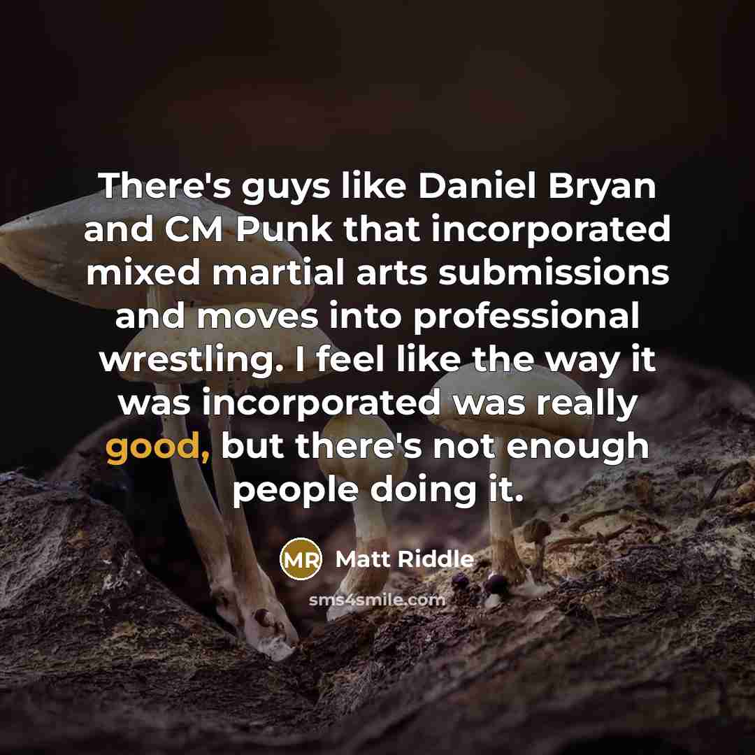 “There's guys like Daniel Bryan and CM Punk that incorporated…” quote by Matt Riddle