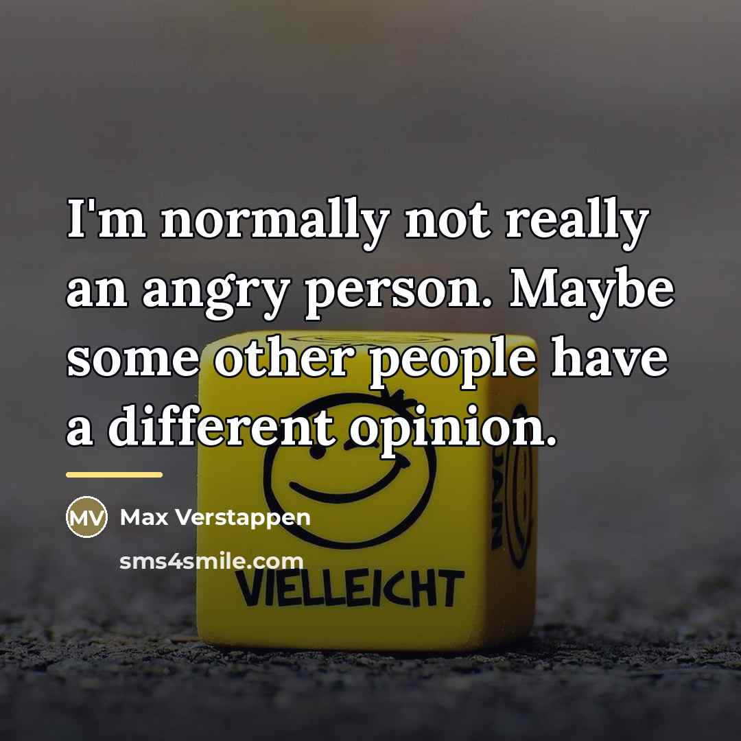 “I'm normally not really an angry person. Maybe some other…” quote by Max Verstappen