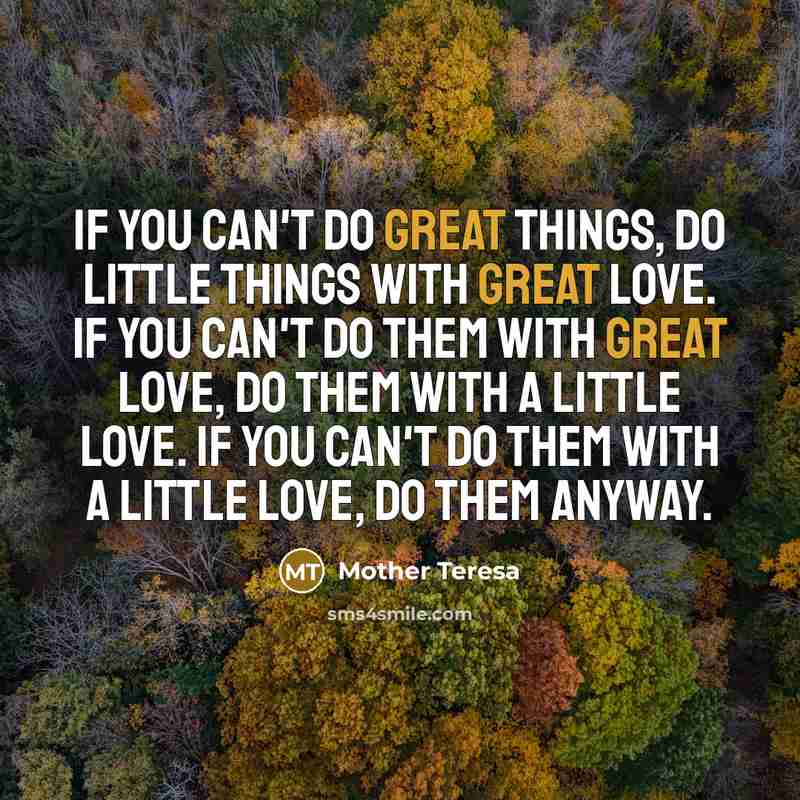 “If you can't do great things, do little things with…” quote by Mother Teresa