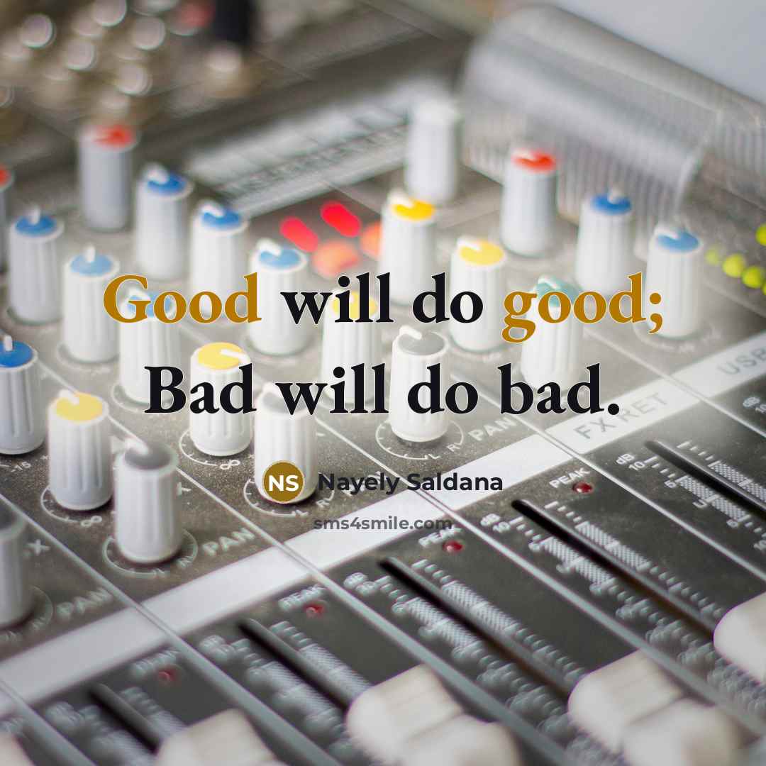 “Good will do good; Bad will do bad.…” quote by Nayely Saldana