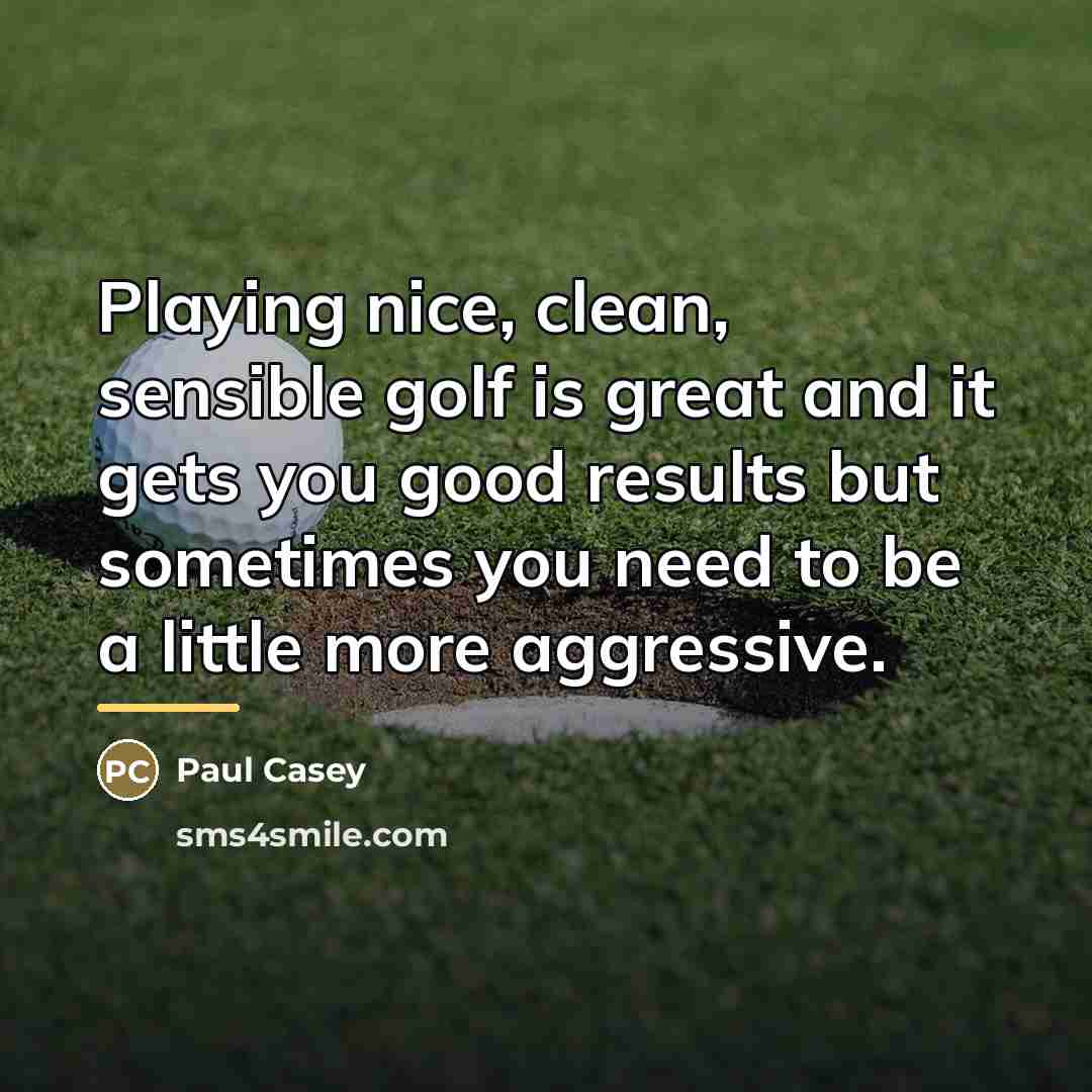 “Playing nice, clean, sensible golf is great and it gets…” quote by Paul Casey