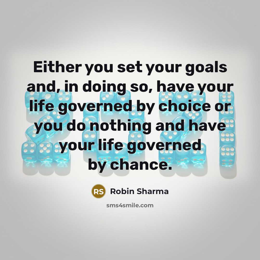 “Either you set your goals and, in doing so, have…” quote by Robin Sharma