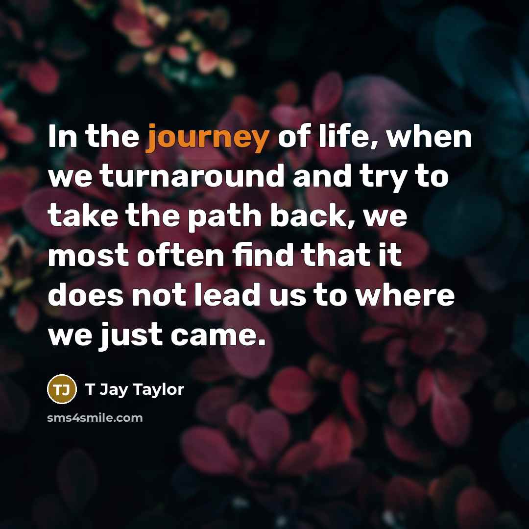 “In the journey of life, when we turnaround and try…” quote by T Jay Taylor