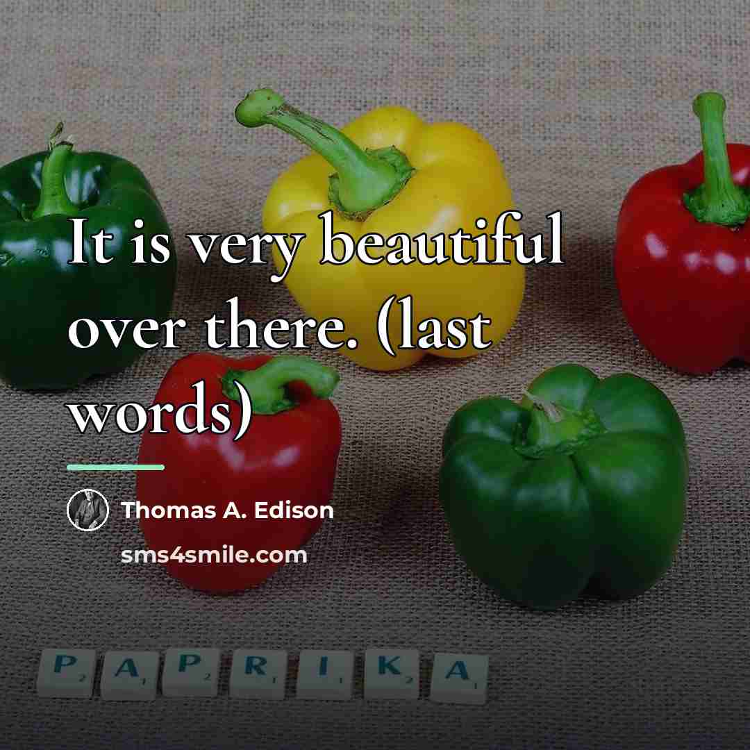 “It is very beautiful over there. (last words)…” quote by Thomas A. Edison