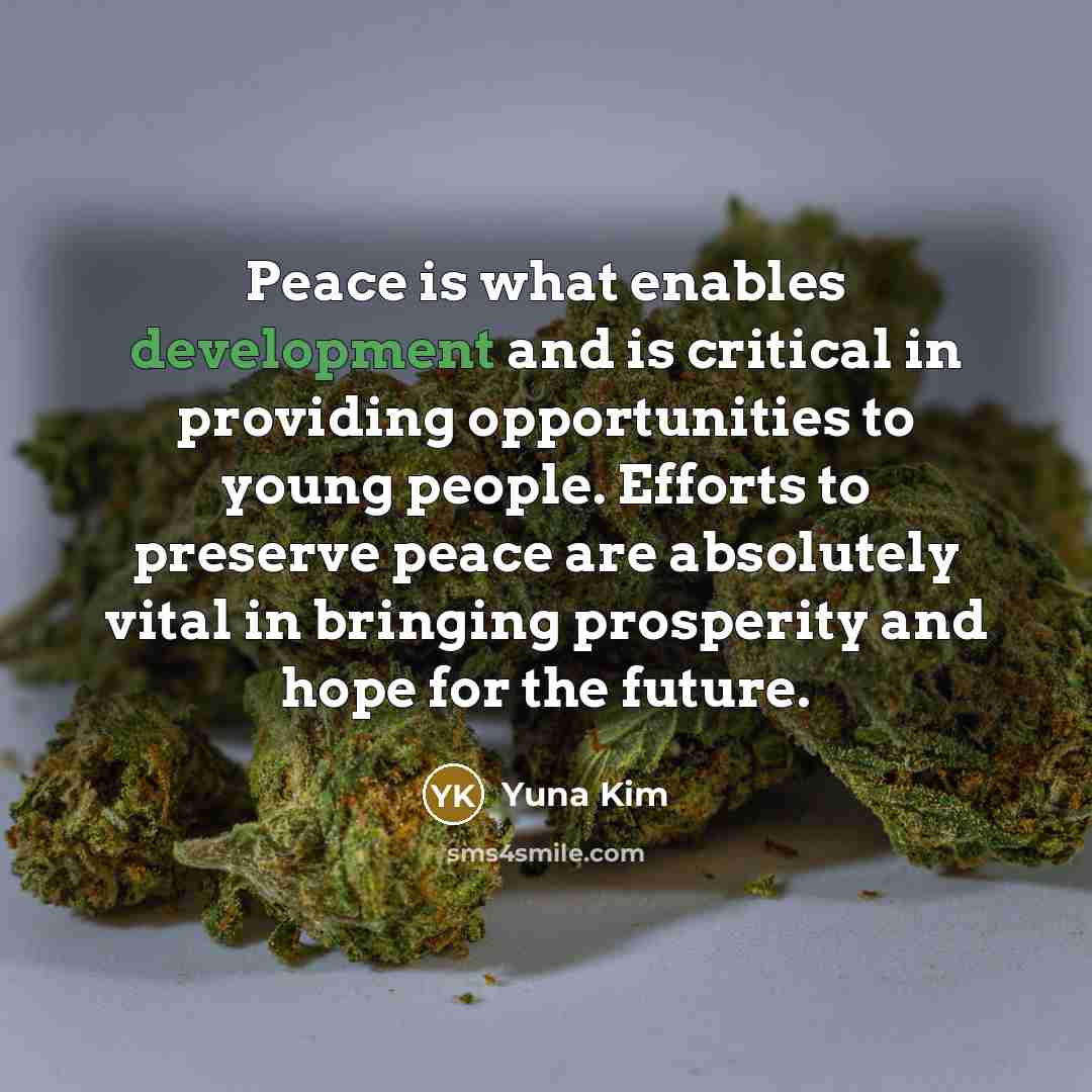 “Peace is what enables development and is critical in providing…” quote by Yuna Kim