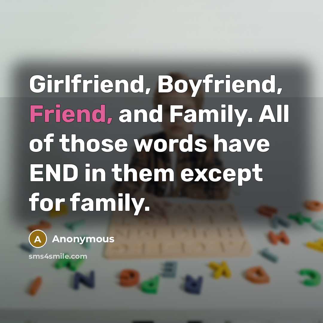 “Girlfriend, Boyfriend, Friend, and Family. All of those words have…” quote by Anonymous