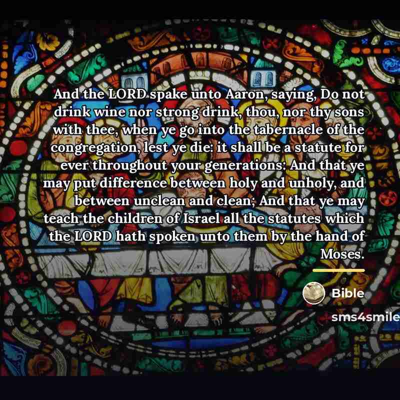 “And the LORD spake unto Aaron, saying, Do not drink…” quote by Bible