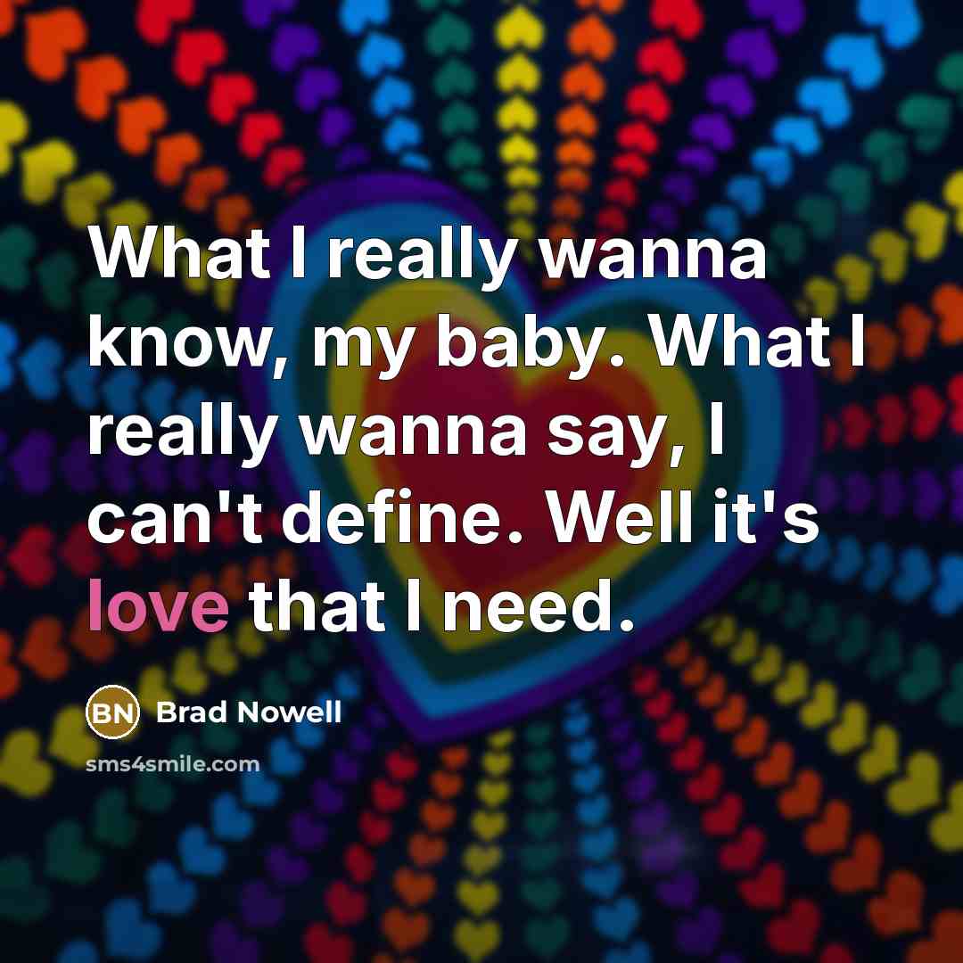 “What I really wanna know, my baby. What I really wanna say, I can't define. Well it's love that I need.” quote by Brad Nowell