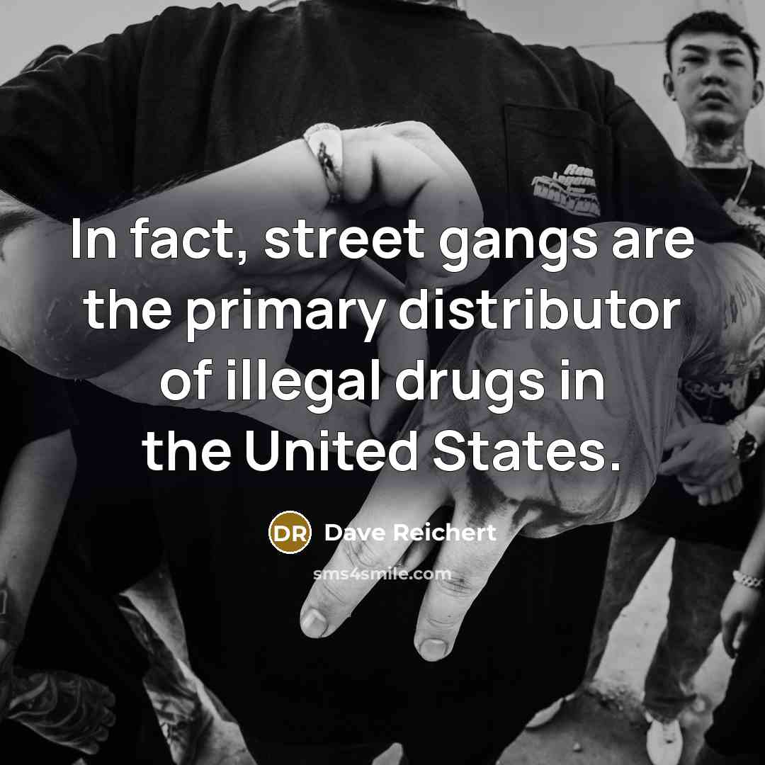 “In fact, street gangs are the primary distributor of illegal…” quote by Dave Reichert