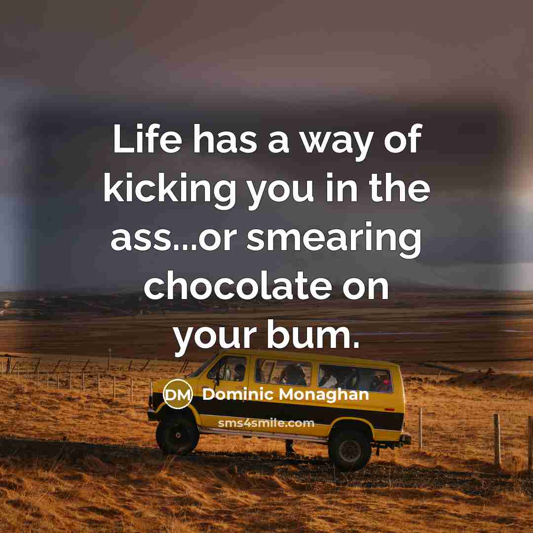 “Life has a way of kicking you in the ass...or…” quote by Dominic Monaghan